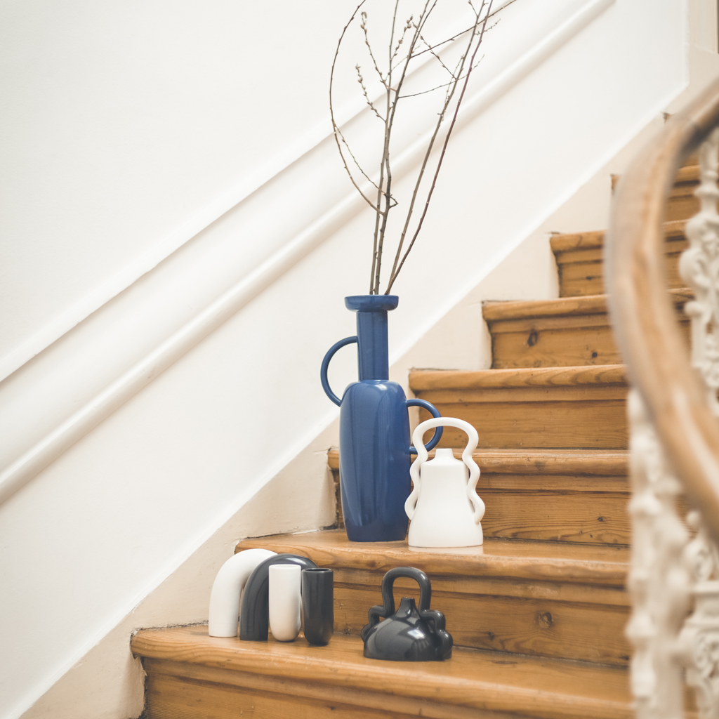 Vase with handles blue RHODES