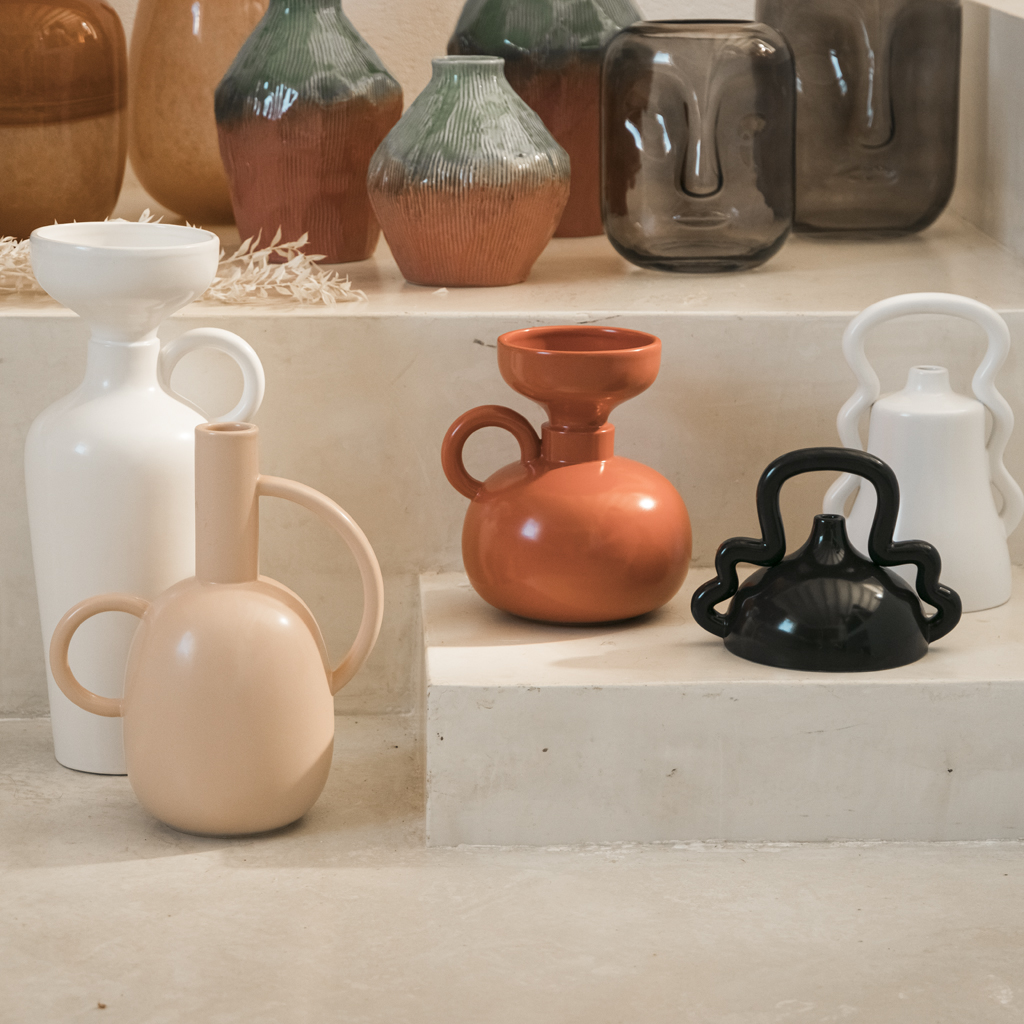 Vase with handles beige RHODES