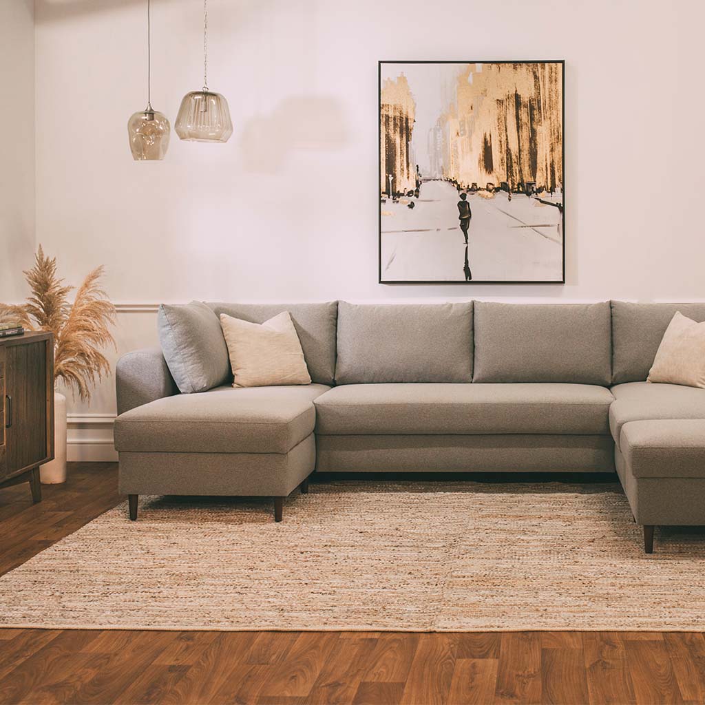 Sofa with chaise longue right gray CRAIG