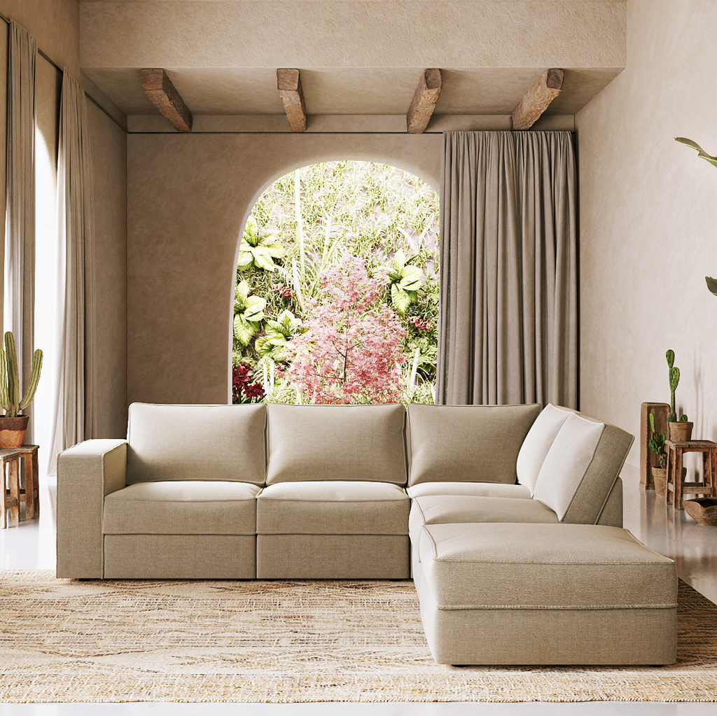 Corner sofa beige ROBERTS
