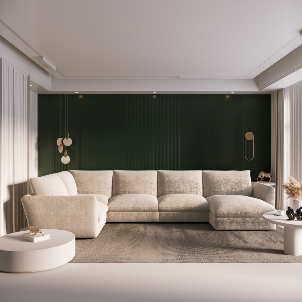 Sofa module without armrest beige DICAPRIO