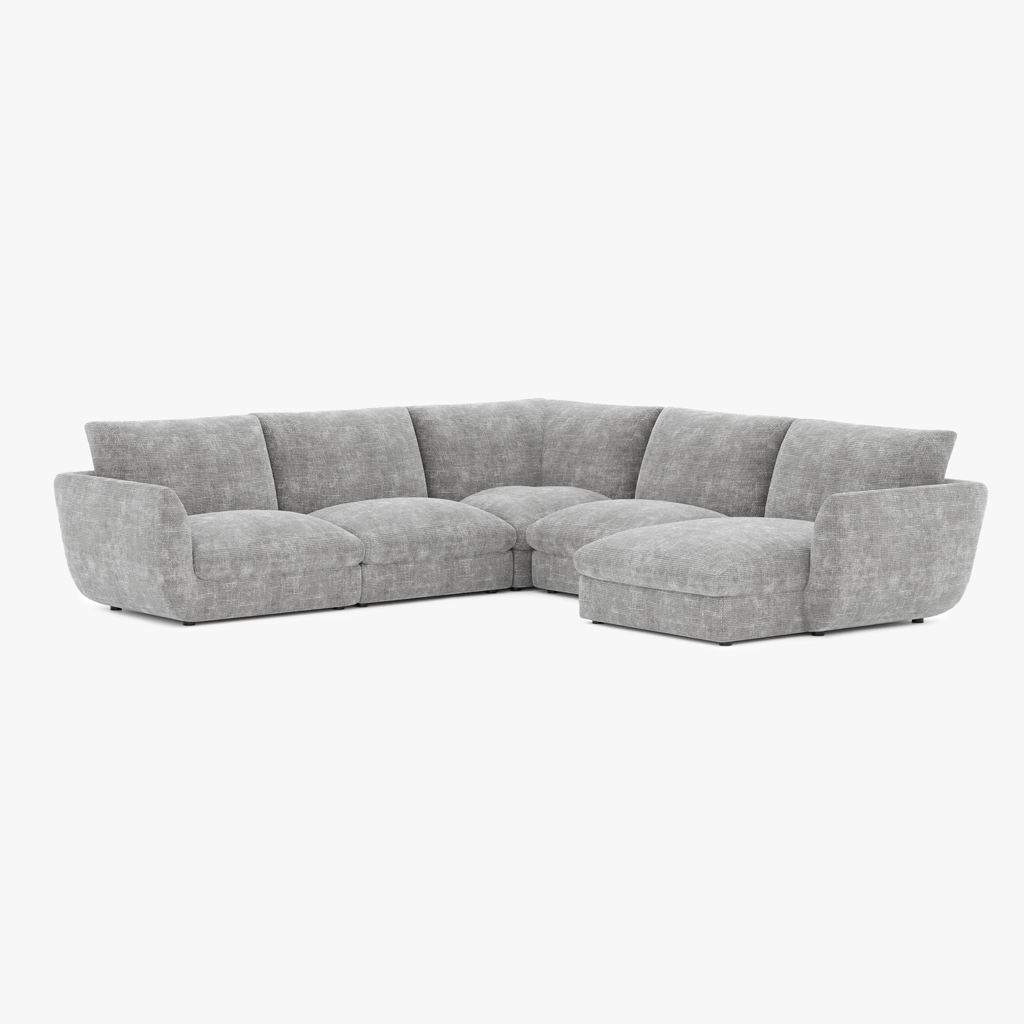 Modular sofa with right chaise longue grey (5 módulos) DICAPRIO