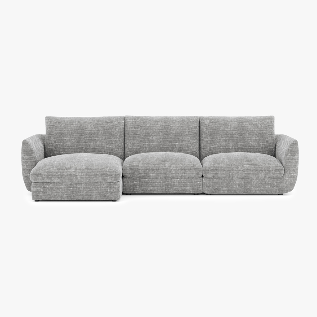 Modular sofa with left chaise longue grey DICAPRIO (3 modules)