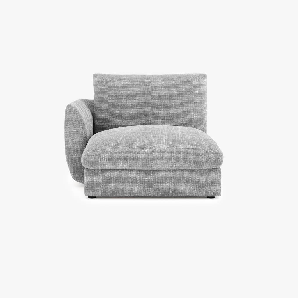 Sofa chaise longue module armrest left grey DICAPRIO