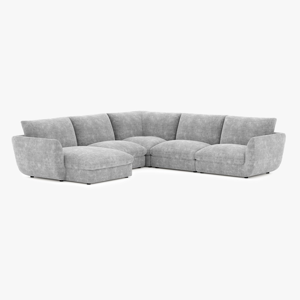 Modular sofa with left chaise longue grey (5 módulos) DICAPRIO