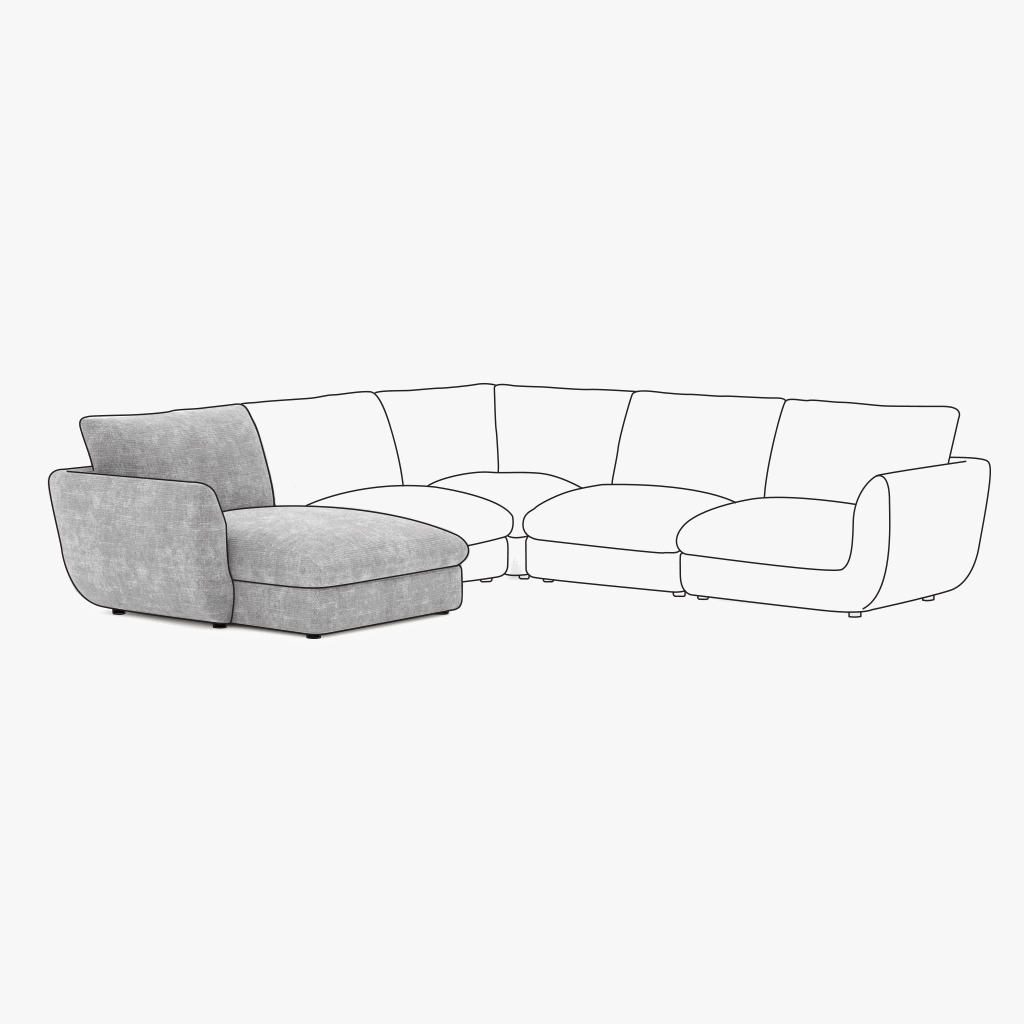 Sofa chaise longue module armrest left grey DICAPRIO