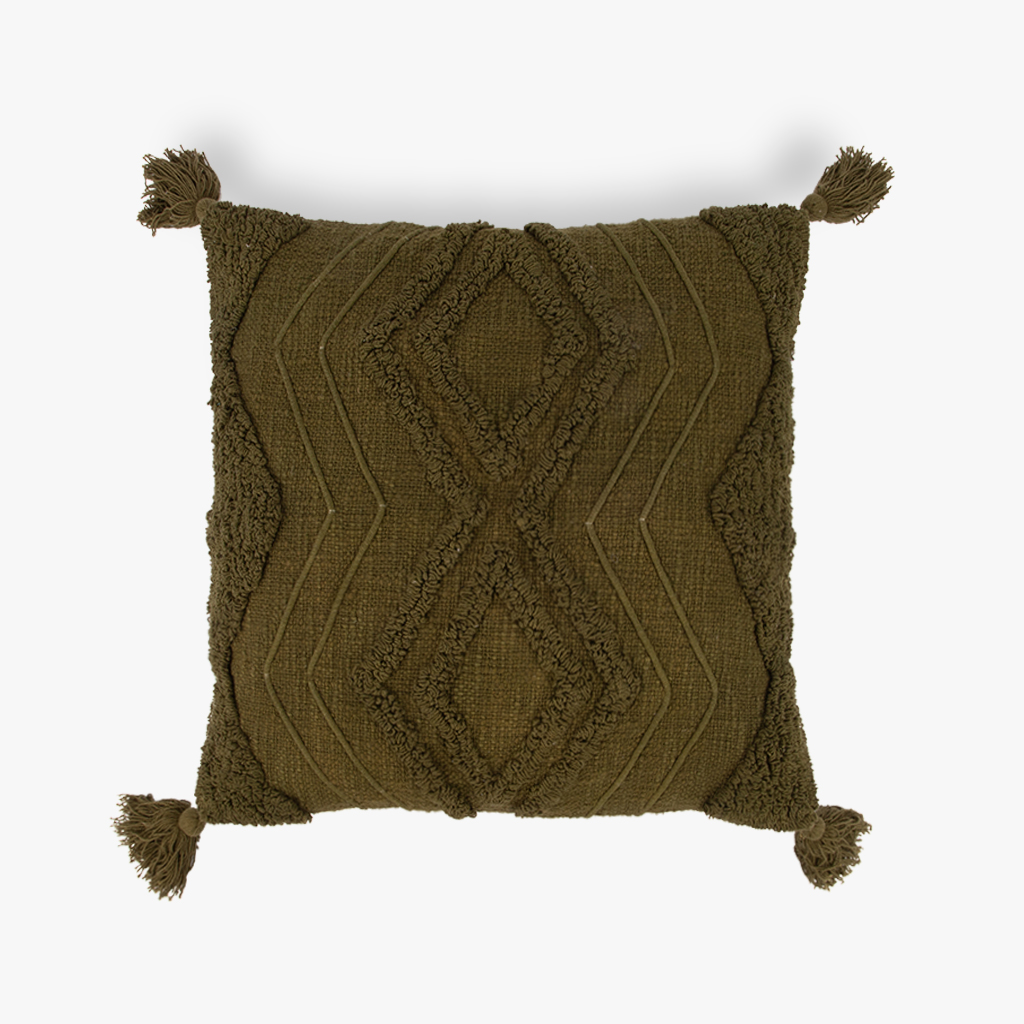 Cushion cover cotton zigzag green 45x45cm ZAIRE
