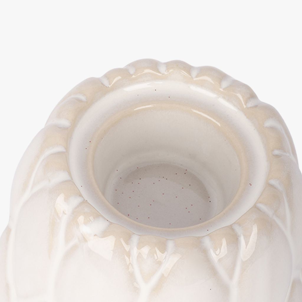 Candlestick beige 14cm RETRO CHRISTMAS