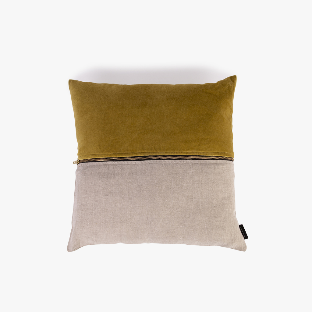 Cushion Cover Loft with Zip Natural and Mustard 45x45 cm