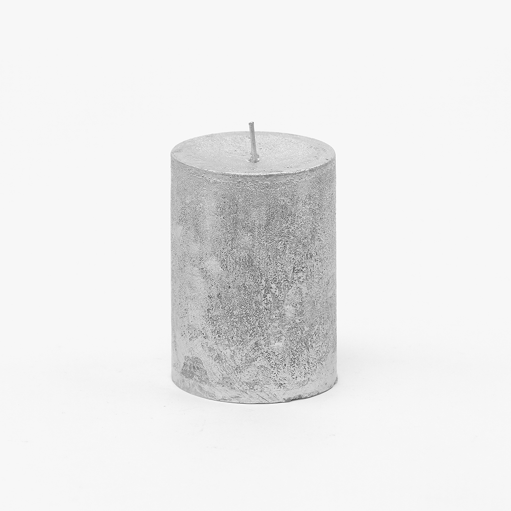 Candle silver 7x10cm METALLIC