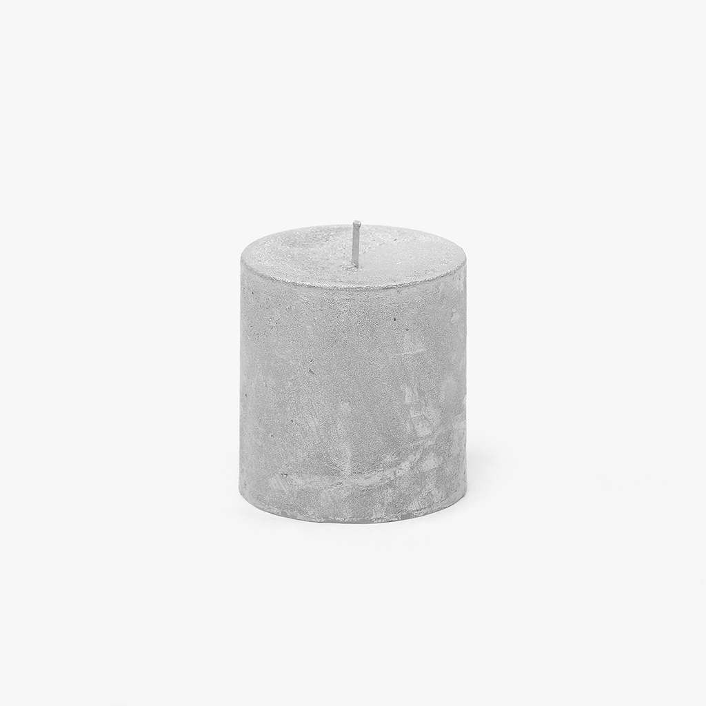 Candle silver 7x7,5cm METALLIC