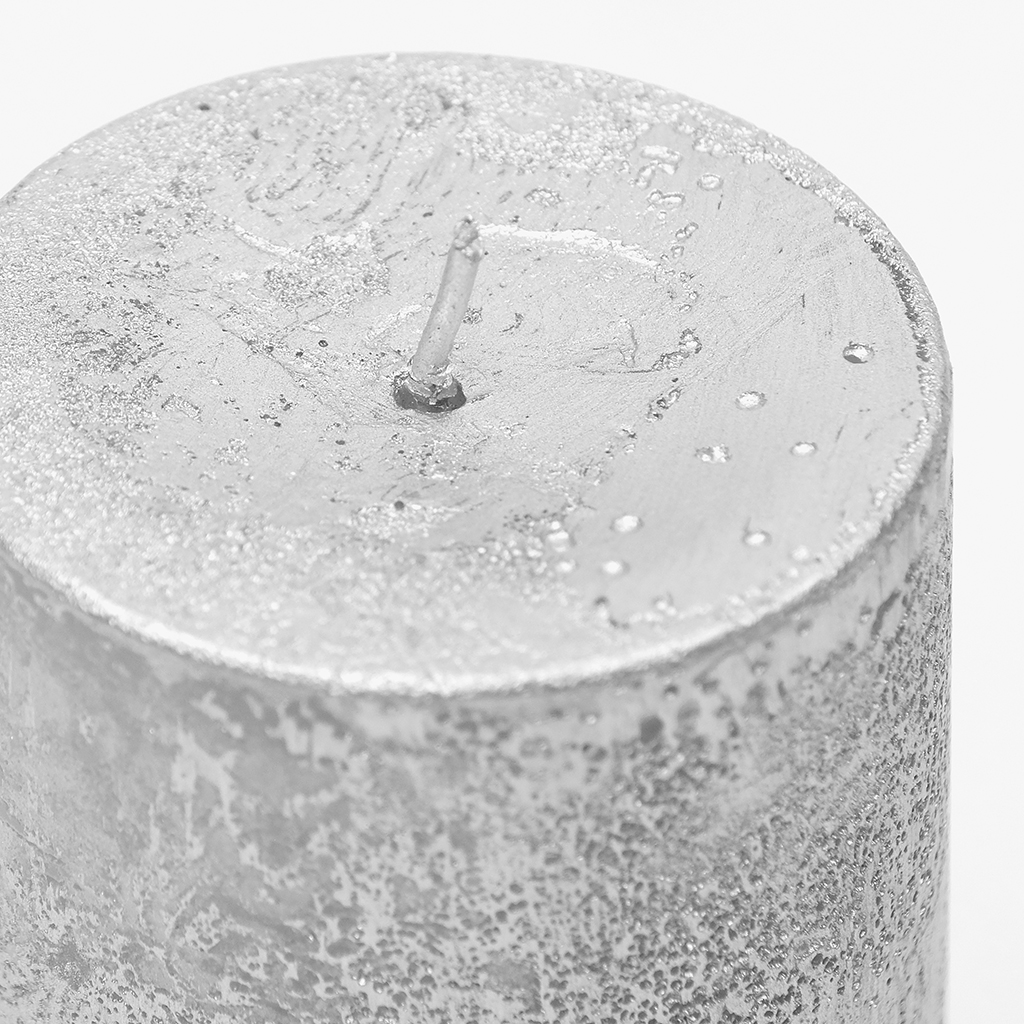 Candle silver 7x7,5cm METALLIC