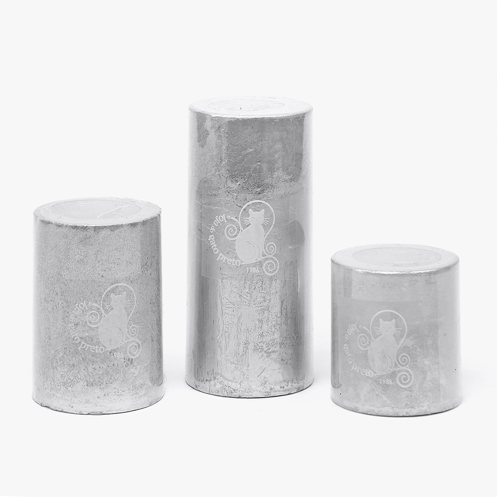 Candle silver 7x7,5cm METALLIC