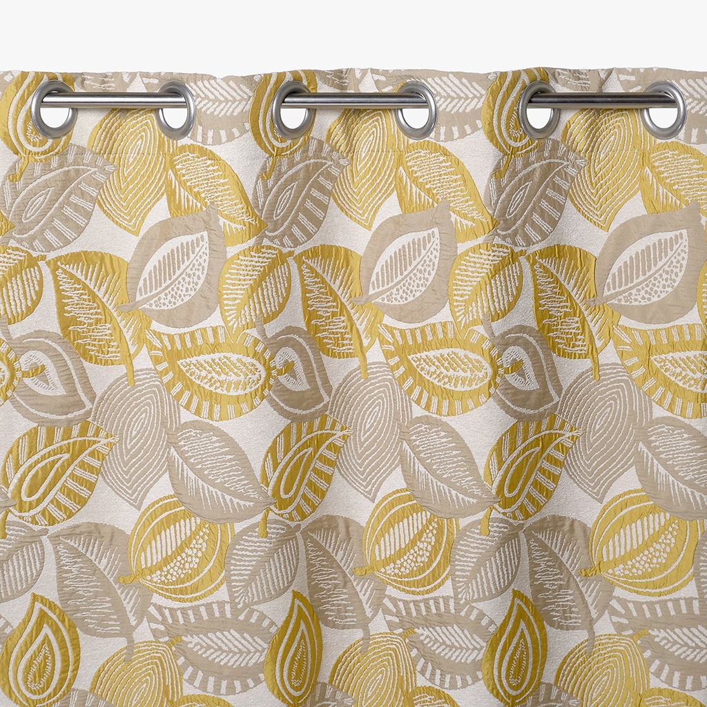 Curtain leave natural and mustard 140x270 cm STELLA