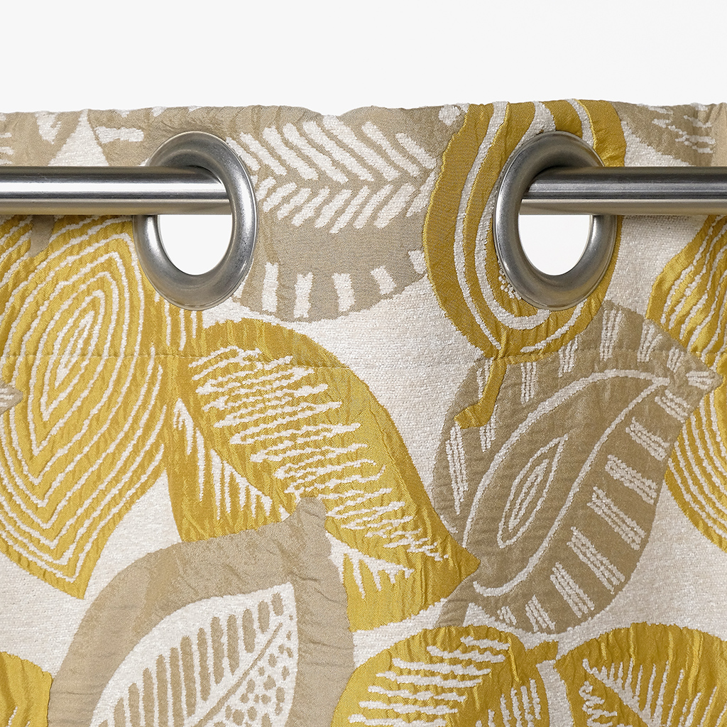 Curtain leave natural and mustard 140x270 cm STELLA