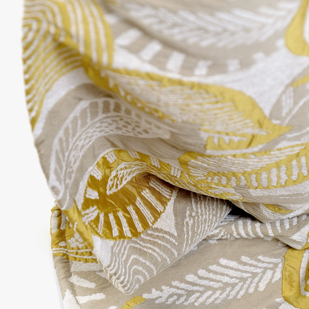 Curtain leave natural and mustard 140x270 cm STELLA
