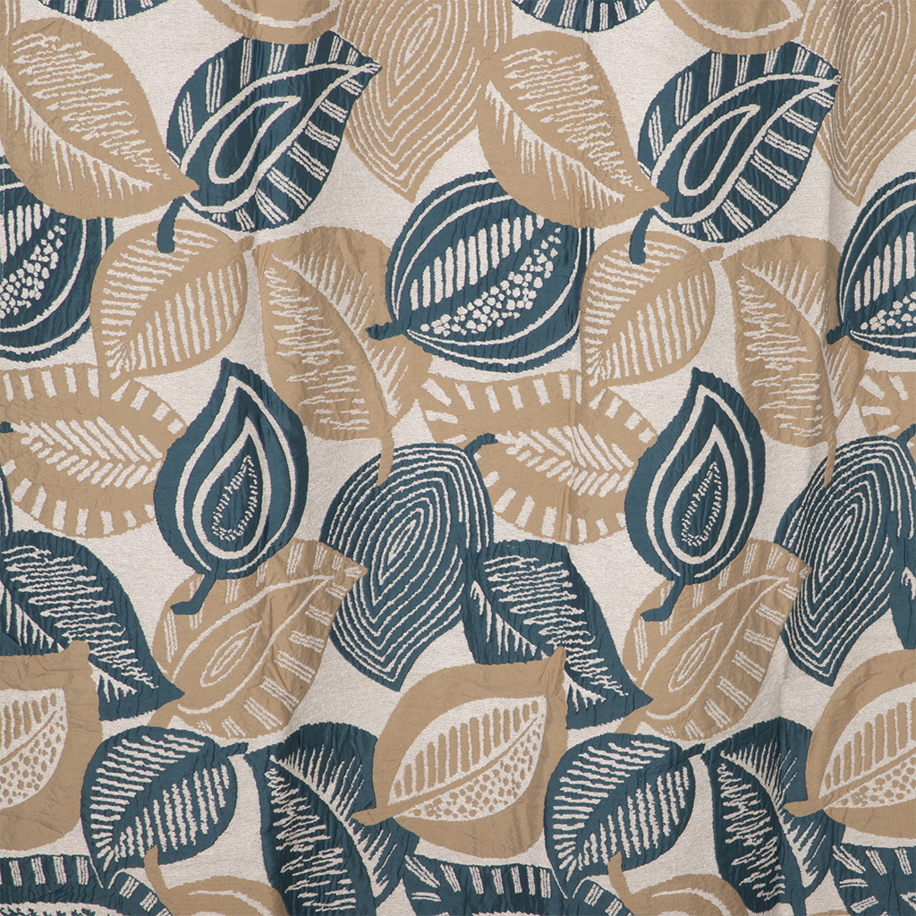 Curtain leave blue petroleum 140x270 cm STELLA