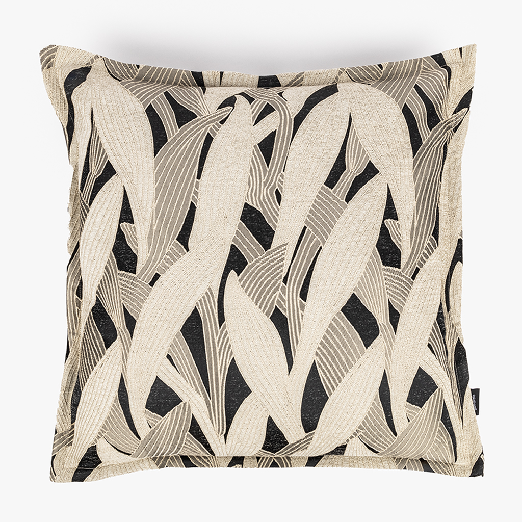 Cushion cover leaves black 60x60+2cm ALBA