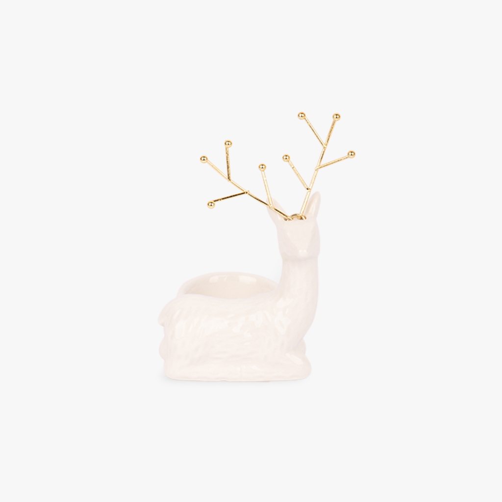 Support Candle Deer White/Gold 12 cm BRIGHT