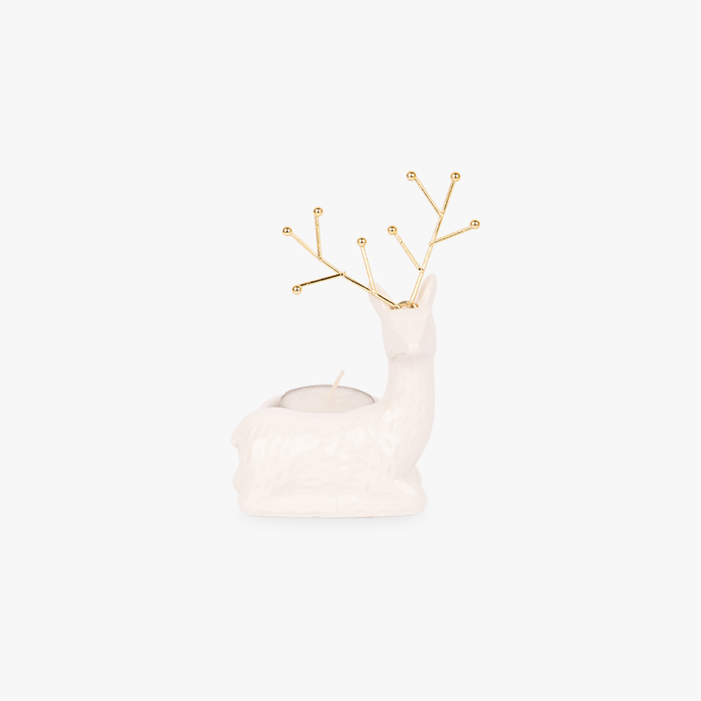 Support Candle Deer White/Gold 12 cm BRIGHT