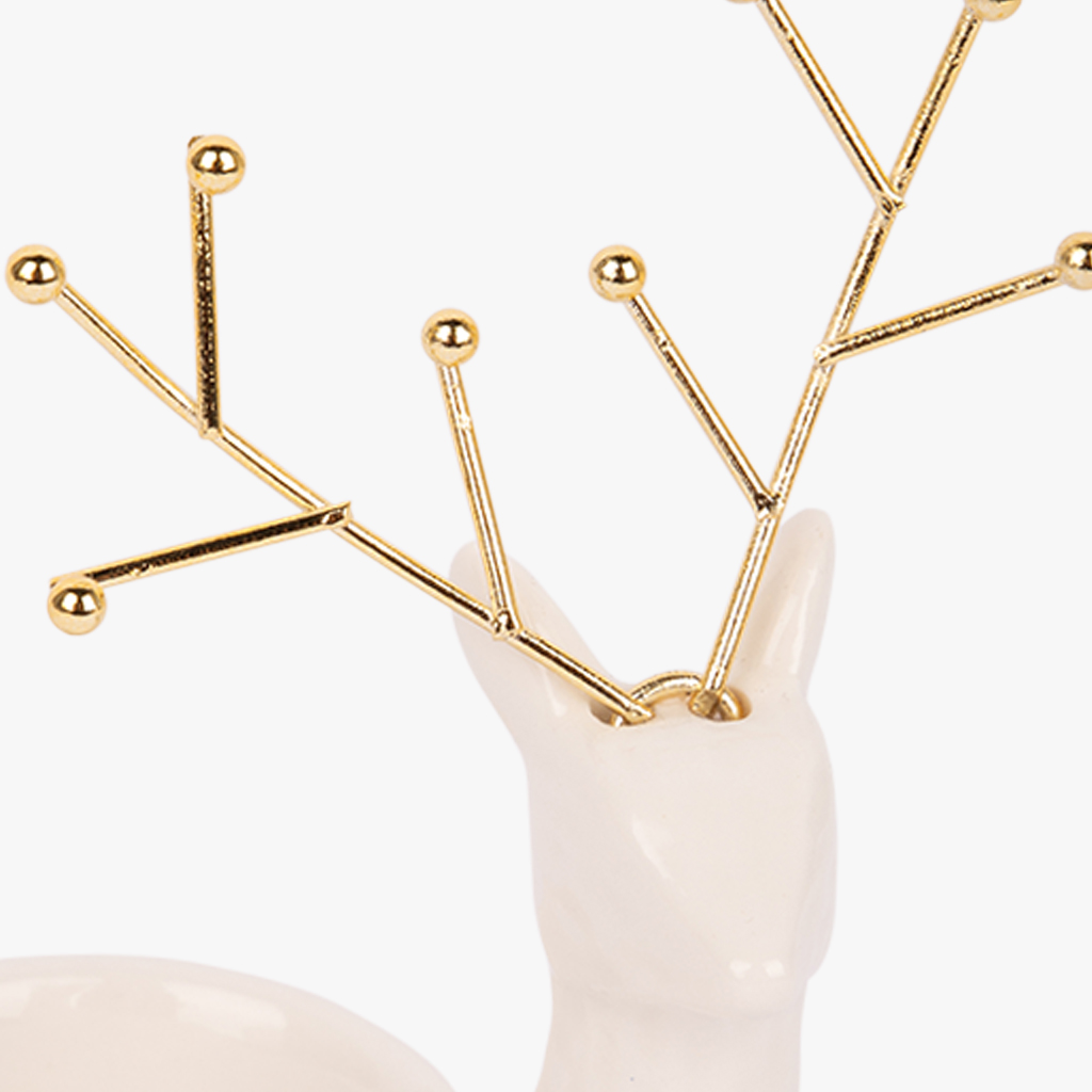 Support Candle Deer White/Gold 12 cm BRIGHT