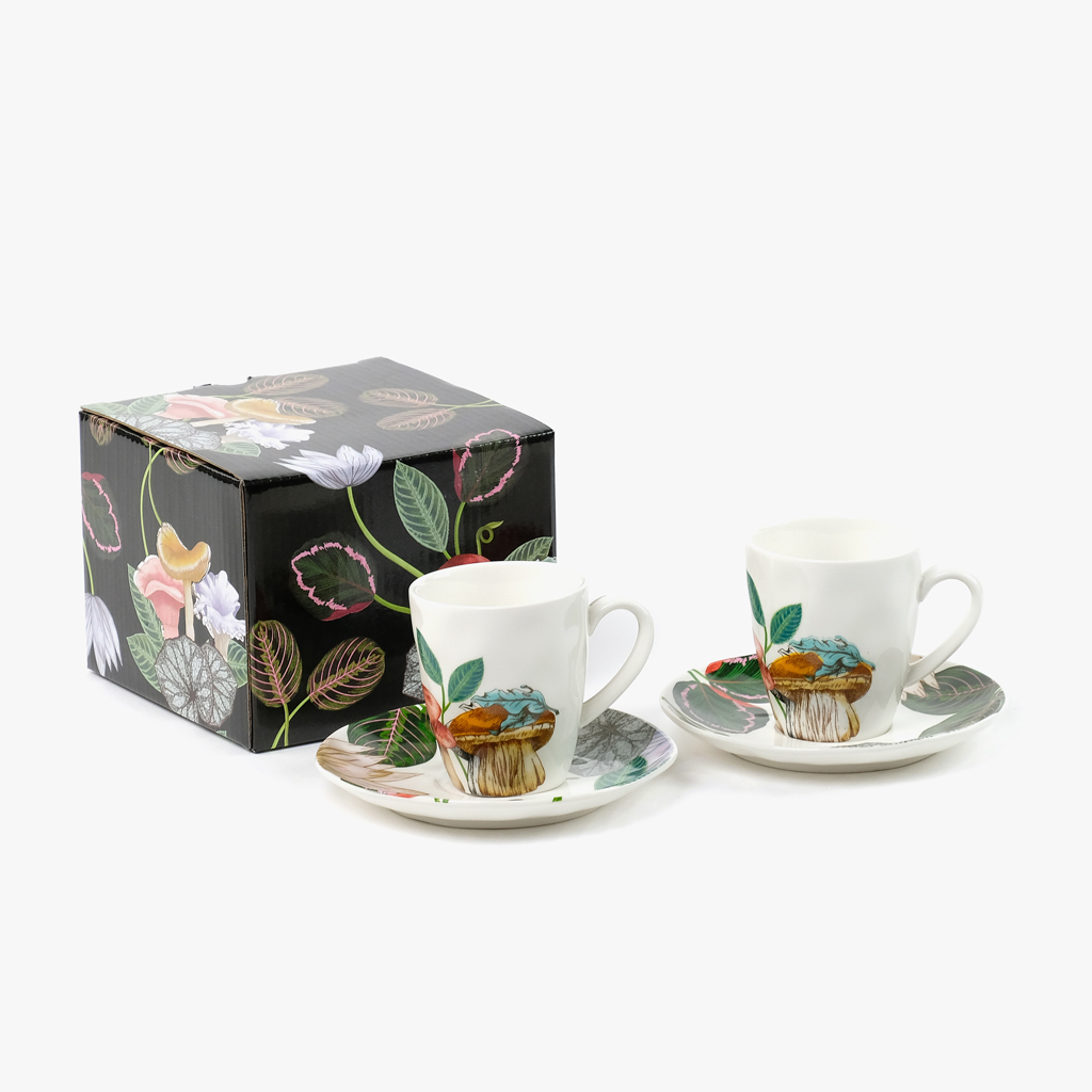 Coffee cup + saucer (set 2) GREENERY