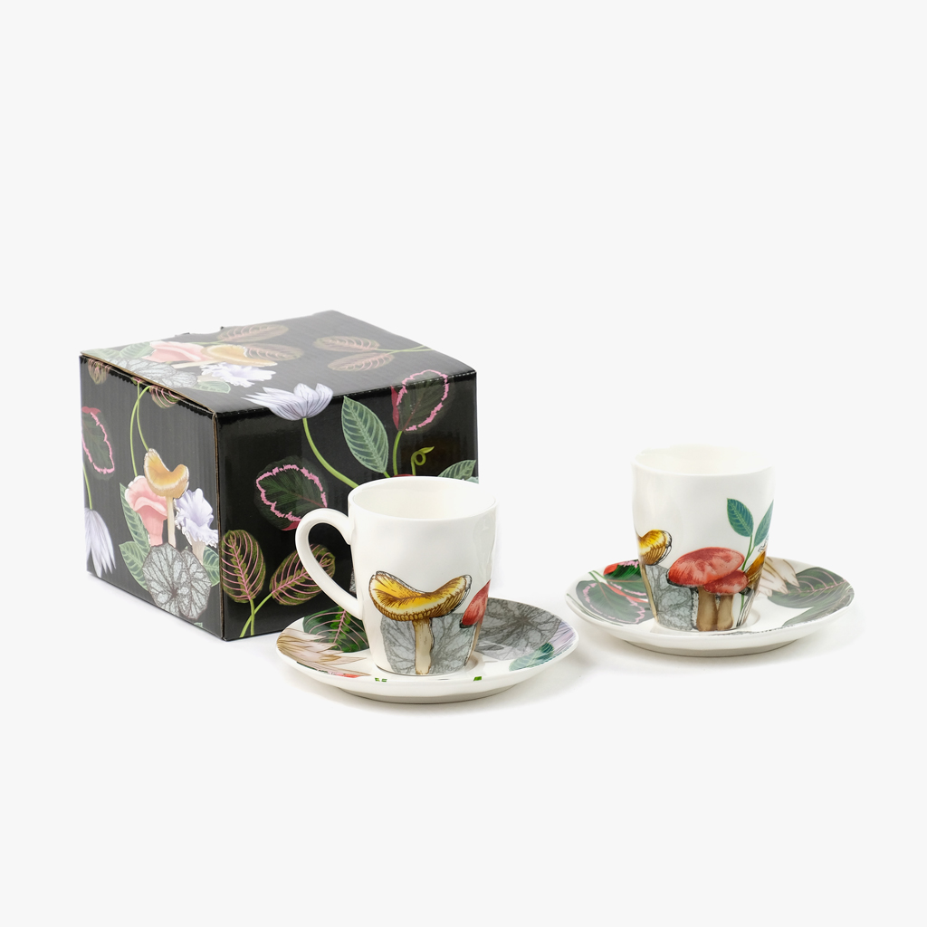 Coffee cup + saucer (set 2) GREENERY