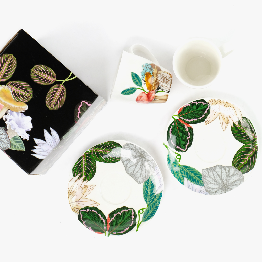 Coffee cup + saucer (set 2) GREENERY