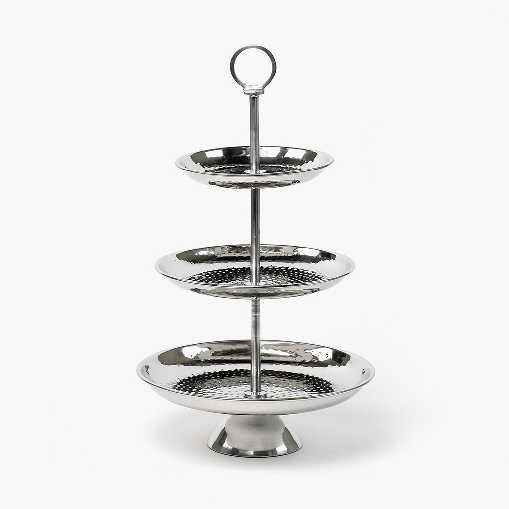 Fruit Bowl Hammered with 3 Tier D:29x40 cm