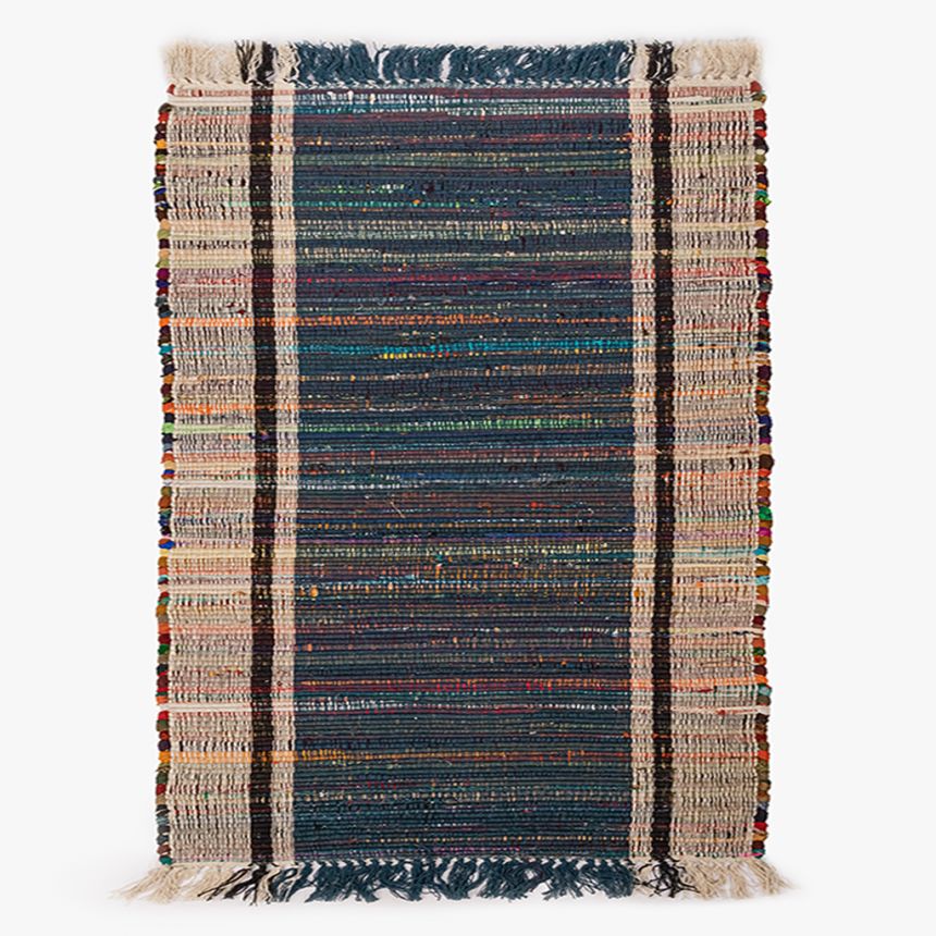 Rug cotton fringes blue 120x180cm ROBE  