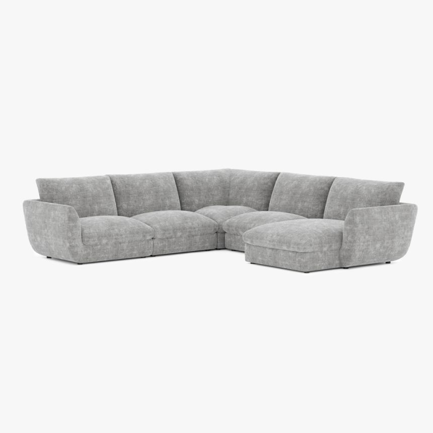 Modular sofa with right chaise longue grey (5 módulos) DICAPRIO