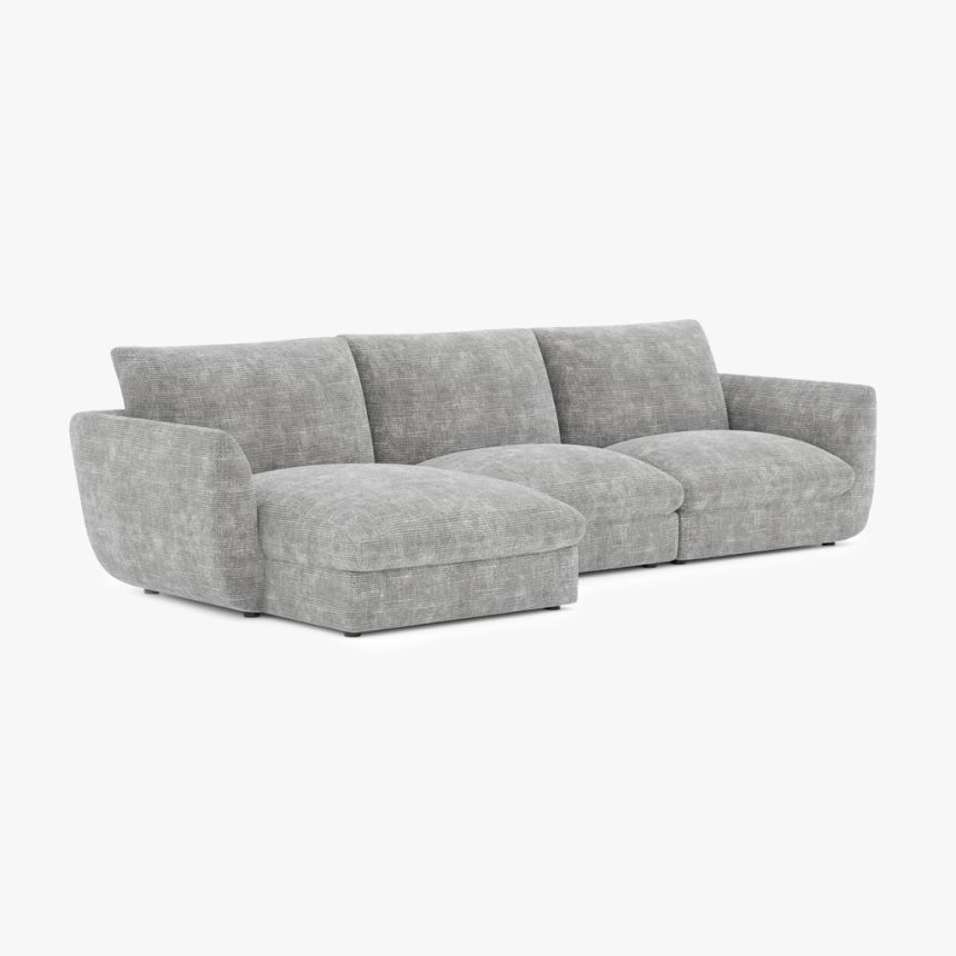 Modular sofa with left chaise longue grey DICAPRIO (3 modules)