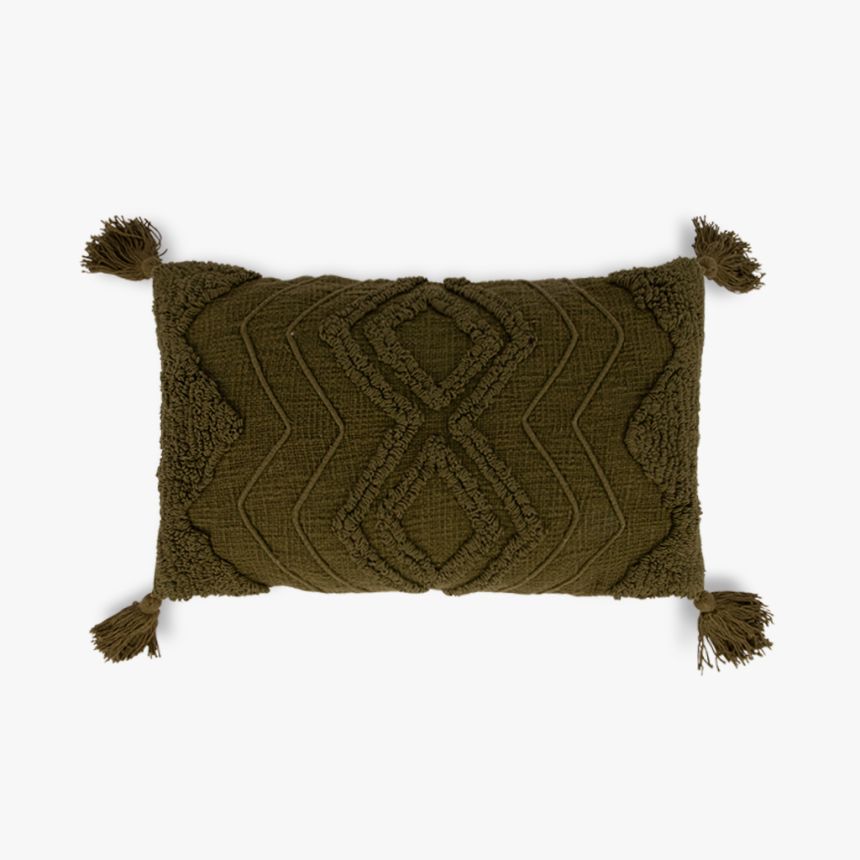 Cushion cover cotton zigzag green 30x50cm ZAIRE