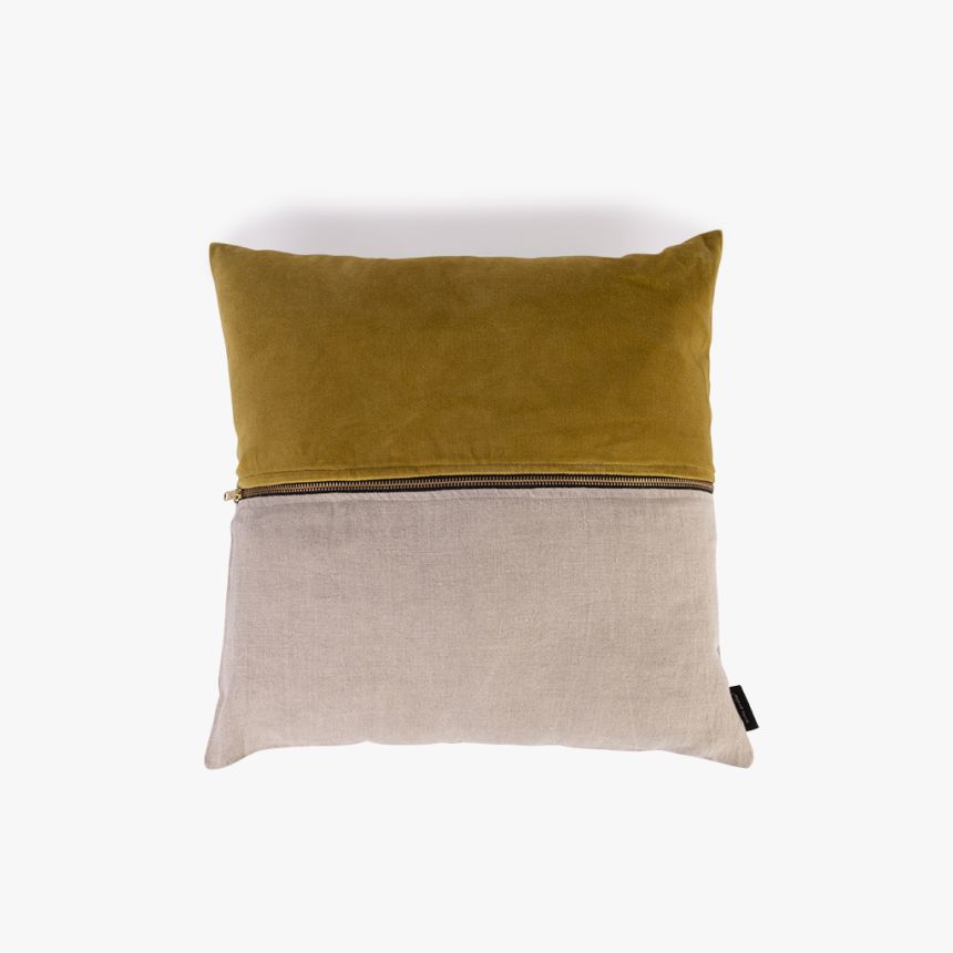 Cushion Cover Loft with Zip Natural and Mustard 45x45 cm