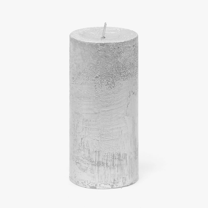 Candle Metallic Silver 7x15 cm