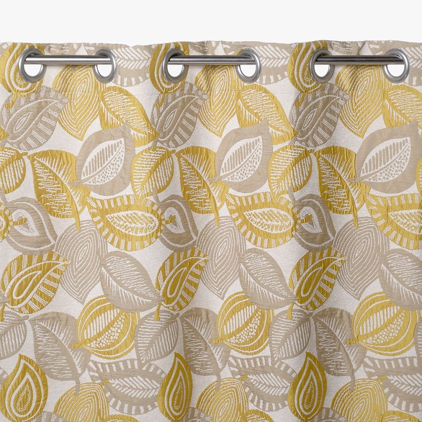 Curtain leave natural and mustard 140x270 cm STELLA