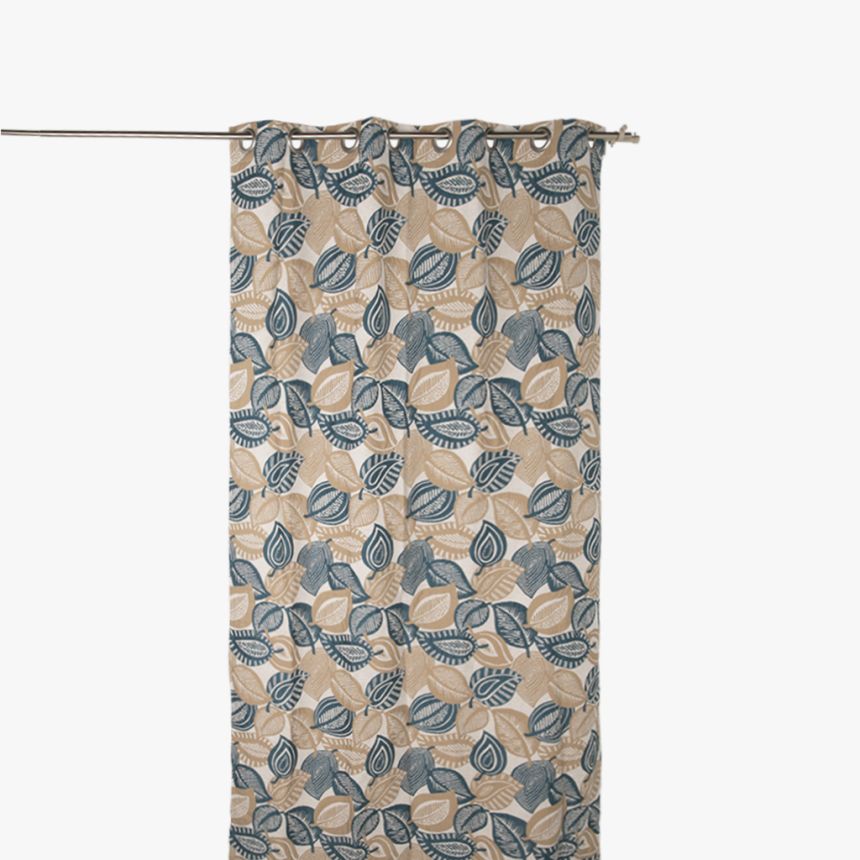 Curtain leave blue petroleum 140x270 cm STELLA