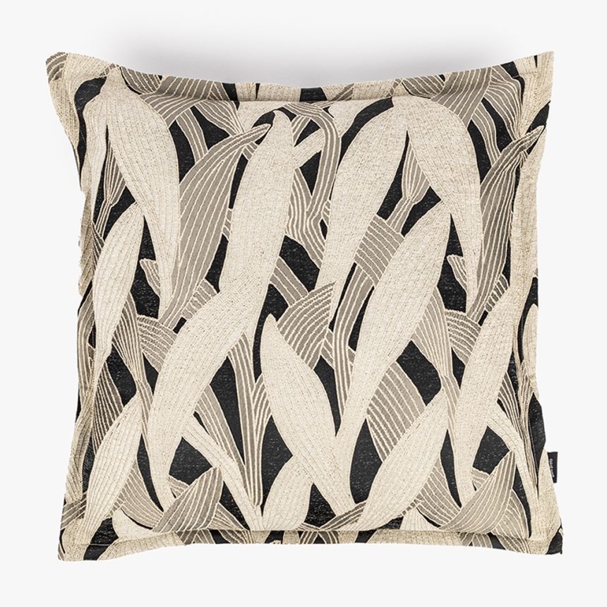 Cushion cover leaves black 60x60+2cm ALBA