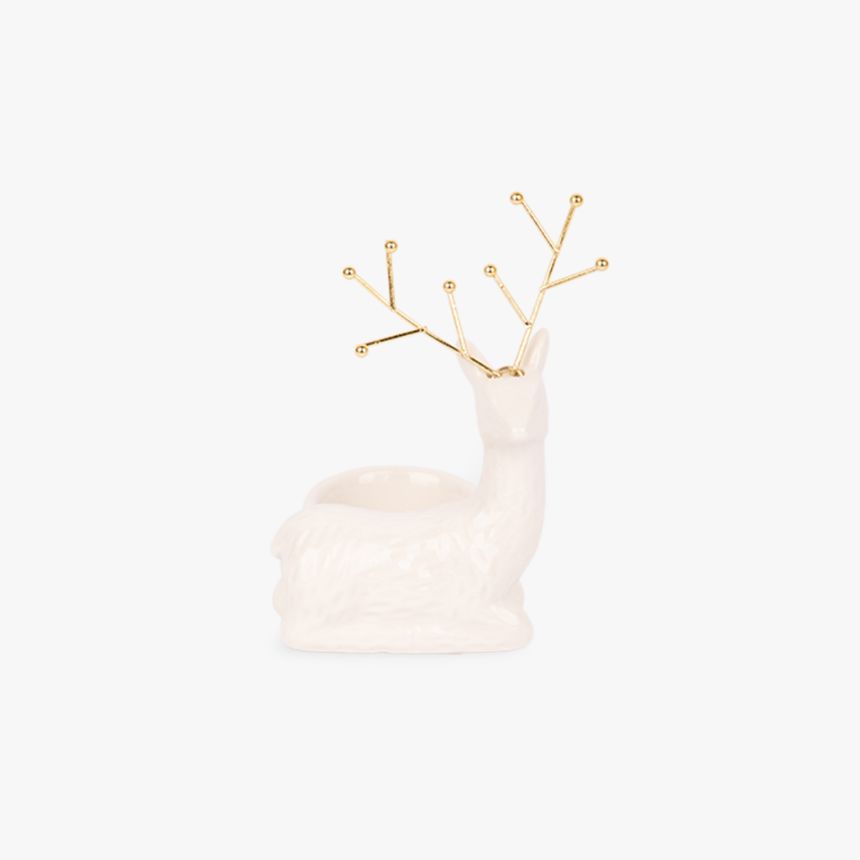 Support Candle Deer White/Gold 12 cm BRIGHT