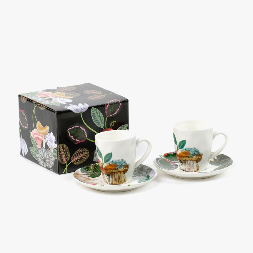 Coffee cup + saucer (set 2) GREENERY