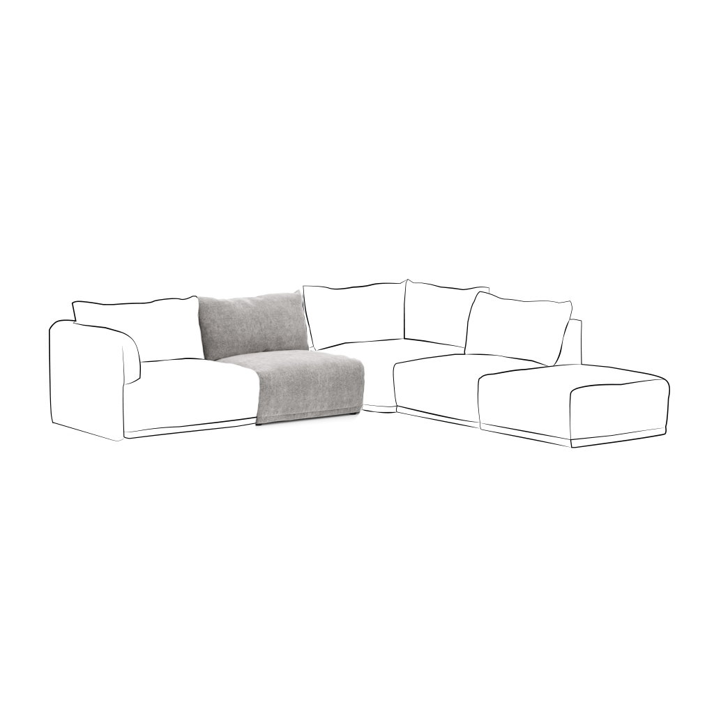 Sofa module without armrest grey COTILLARD