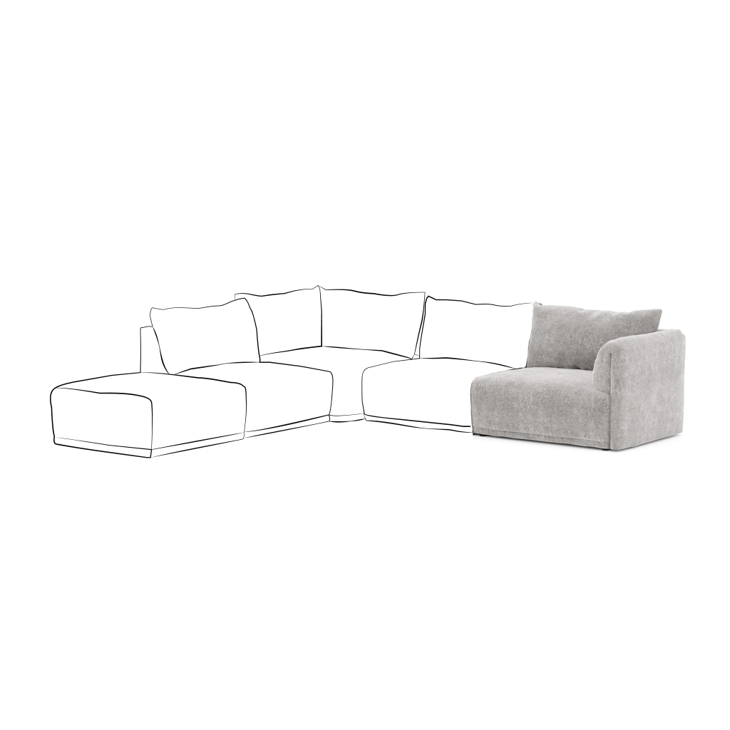 Sofa module armrest right grey COTILLARD